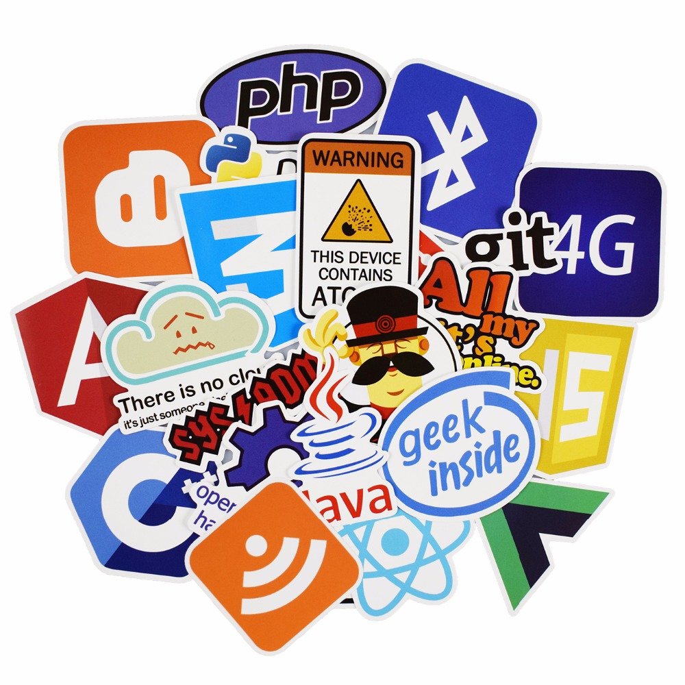 365Cor - 50 Pcs Java Internet JS PHP Docker Bitcoin HTML Cloud Programming Language APP Logo Funny Stickers