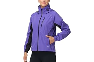 Nepest Womens Cycling Rain Jackets Lightweight Waterproof Biking Running Windbreaker UPF 50+ Reflective Packable Hooded