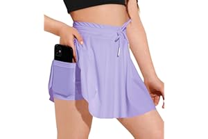 Hvididan Girls Tennis Skirt Athletic Skort Butterfly Flowy Skorts for Kids Shorts with Pocket
