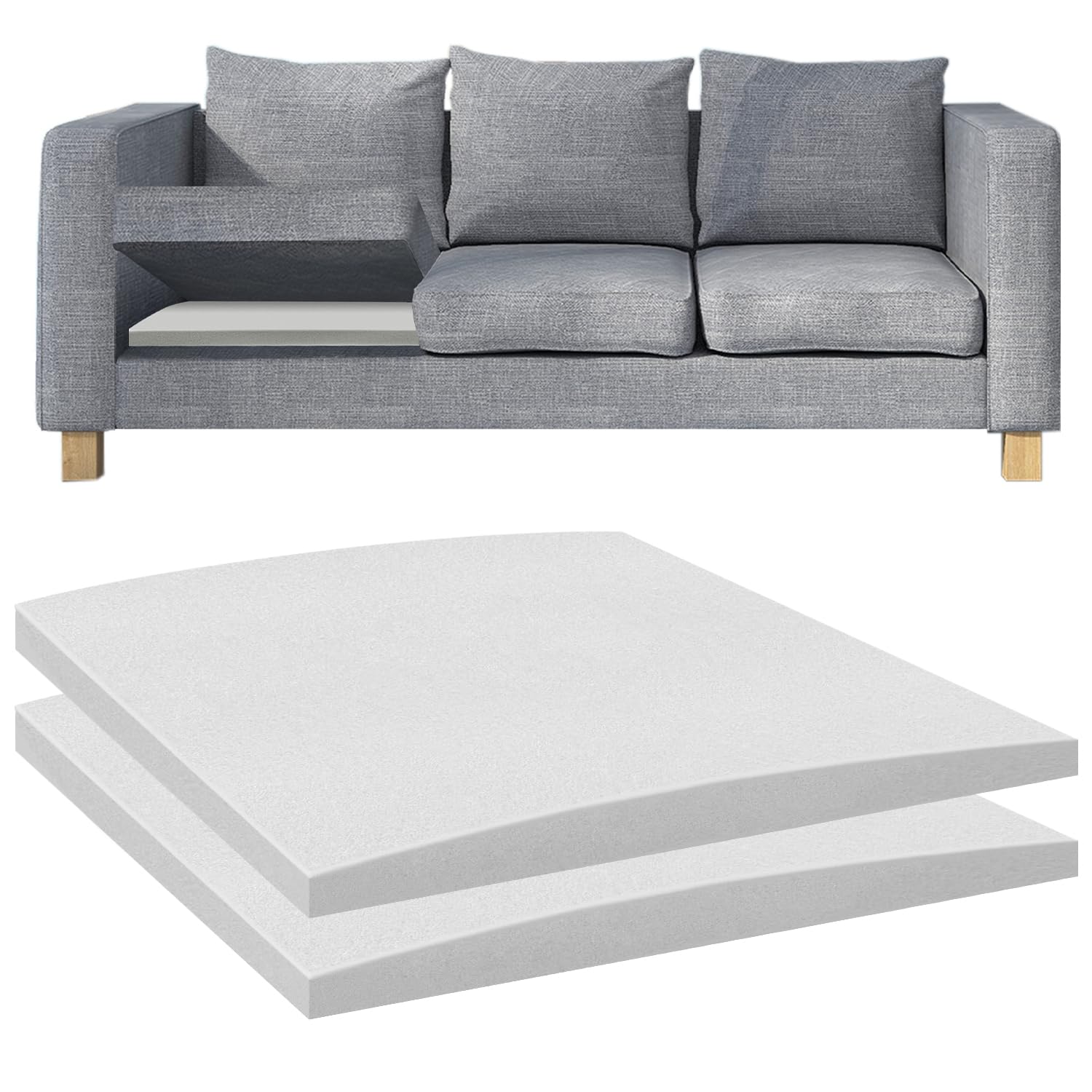 Duscdesp 50×50cm Sofa Support Boards,Sofa Bed Support Cushion Sofa Saver,Cushion Sag Repair for Corner Sofa Sofa Bed Couches Settee (WHITE & 2 PCS)