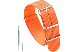 TACTICAL FROG Nylon Watch Band 18mm 19 mm 20mm 22 mm 24 mm, Waterproof Military Watch Straps Replacement for Men Women, With Stainless Steel Buckle