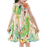 NIUSC Girls Dress Summer Solid Cute Casual Kids Dresses Flutter Sleeve Swing Twirly Tween Sundress Beach Party Outfit 4-12Y