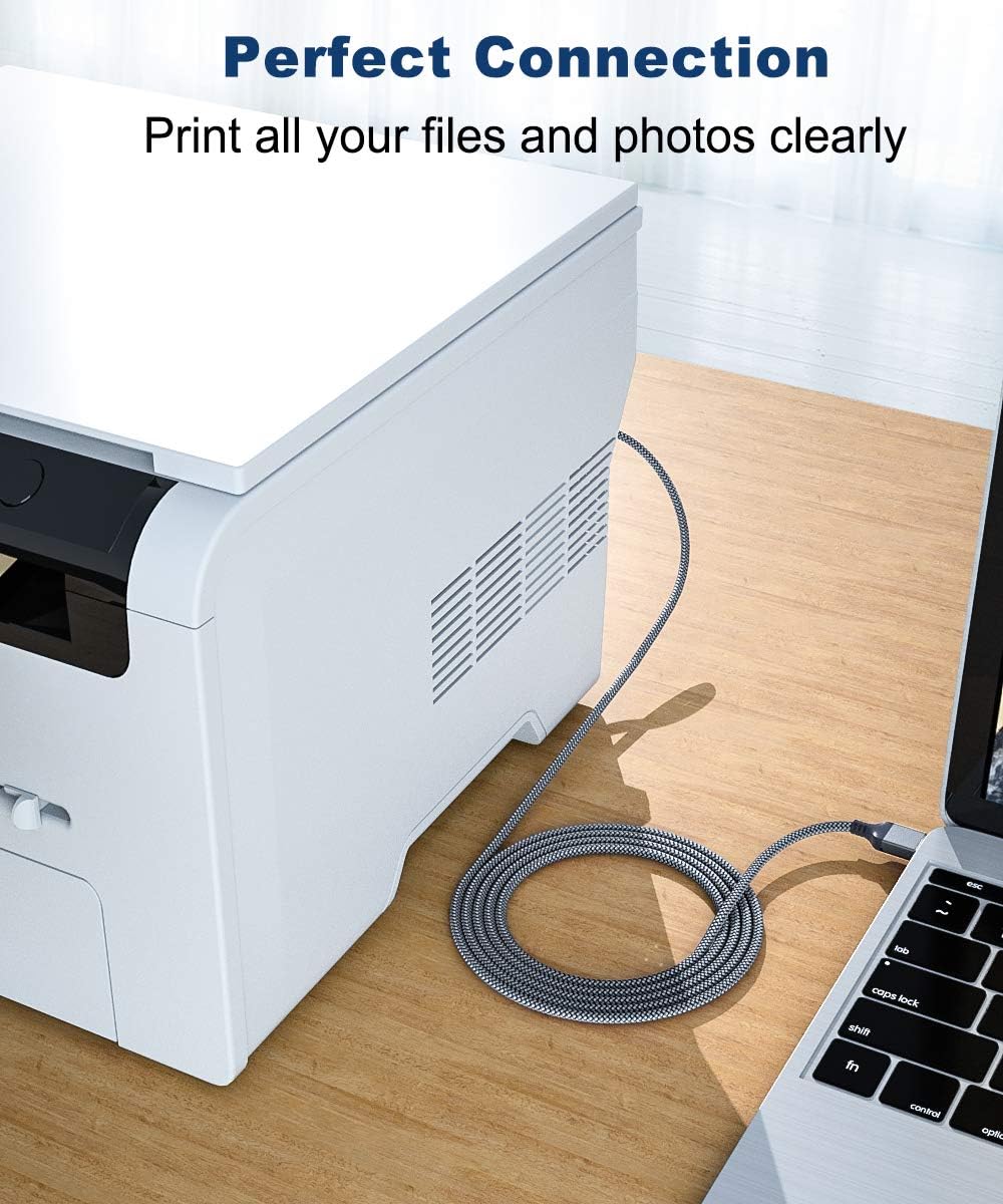 USB 2.0 Printer Cable 6.6ft，Akoada USB Type A Male to B Male Printer Scanner Cord High Speed Compatible with HP, Canon, Dell, Epson, Lexmark, Xerox, Samsung and More: Industrial & Scientific
