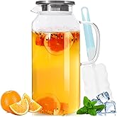 Yirilan Glass Pitcher, 2 Liter(68oz) Water Pitcher with Lid and Spout, Large Pitchers for Drinks, Water Carafe Jug, Beverage Pitchers