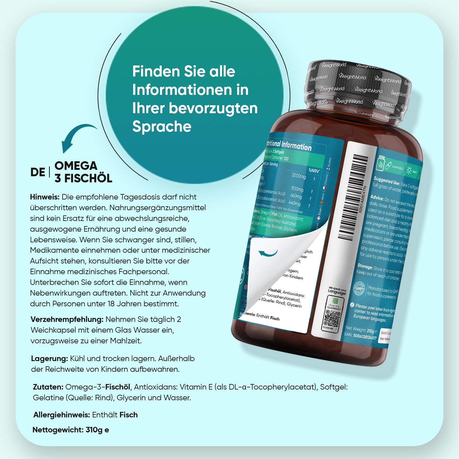 WeightWorld Omega 3 Weichkapseln - 2000mg Fischöl - 660mg EPA & 440mg DHA 4