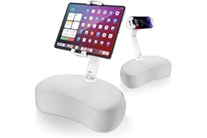 AboveTEK Tablet Pillow Stand, iPad Pillow Holder for Lap with Soft Bean Bag, Multiple Angles Adjustable iPad Bed Holder Fits 4.7 to 12.9 Inch Tablets/Phones for Sofa, Chair, Ground