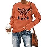 Highland Cow Sweatshirt Cow Print - Sweatshirts Country Western Pullover Tops Animal Lover Gift Farm Sweatshirt