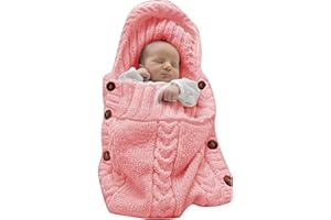 XMWEALTHY Newborn Baby Wrap Swaddle Blanket Knit Sleeping Bag Sleep Sack Stroller Wrap for Baby(Light Pink) (0-6 Month)