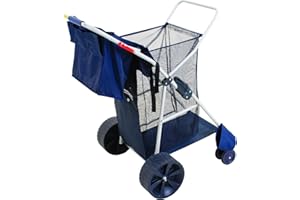RIO BRANDS Rio Beach Wonder Wheeler Deluxe Utility, Lawn, and Beach Foldable Cart, Navy
