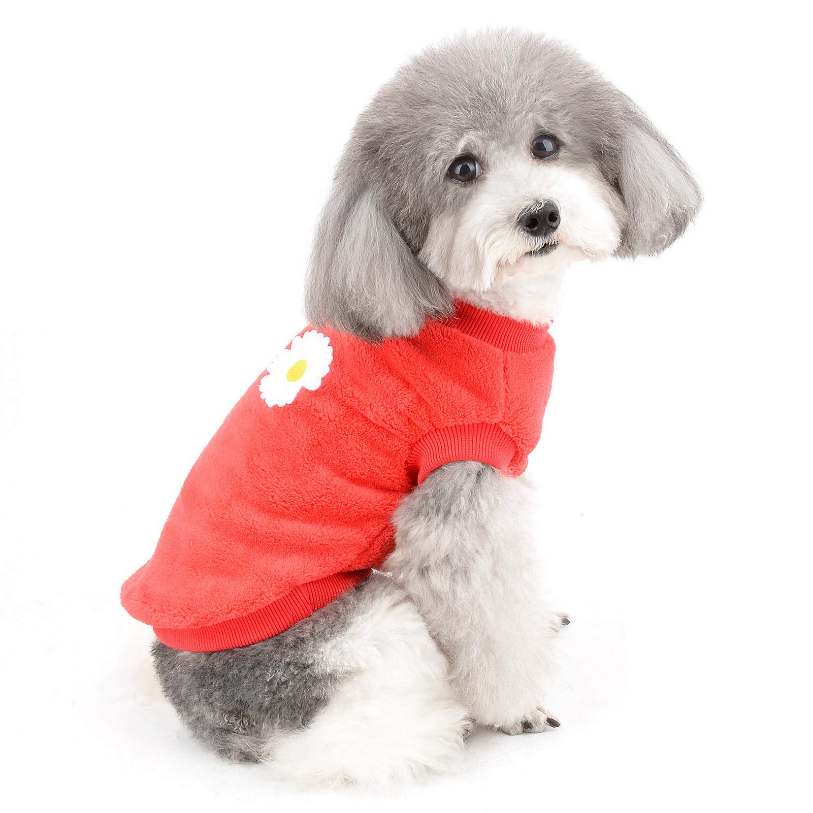ZUNEA Small Dog Jumper Winter Warm Fleece Jacket Coat Puppy Clothes Soft Comfortable Velvet Sweater Pet Pullover Apparel Christmas Chihuahua Clothing for Dogs Girls Red S