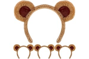 DaliDali Brown Bear Ears Headband Adult, Bear Ear Headband Hairband for Makeup Face Washing School Performances, Bear Costume for Halloween Festival Cosplay Party(4 Count, Brown)