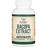 Bacopa Monnieri Capsules 20% Bacosides 450mg, 90 Count (Non-GMO, Gluten Free) Brahmi Extract (Memory Supplement for Brain Health, Focus, and Cognitive Function) by Double Wood