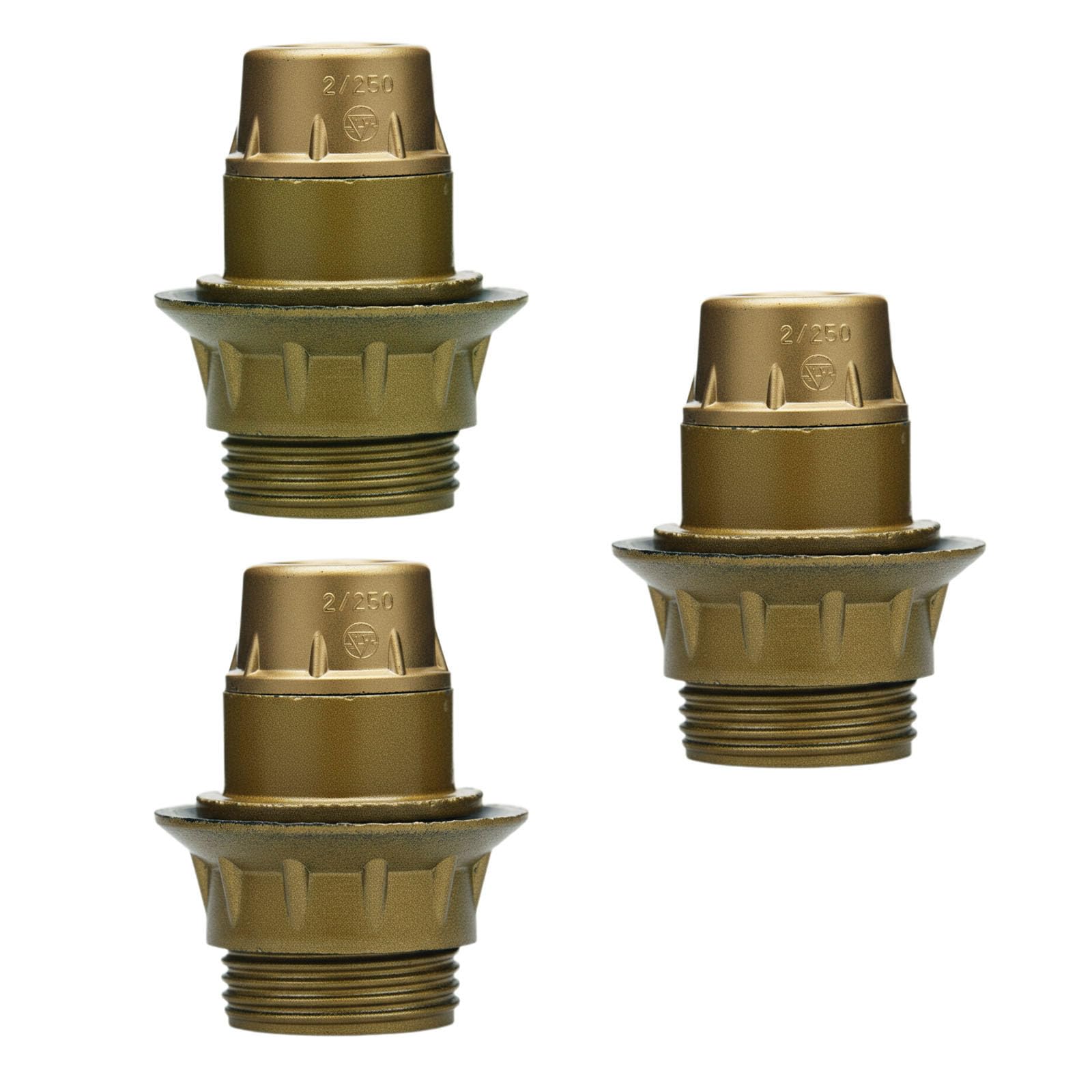 FINELED Small Edison Screw E14 Lamp Holder,3 PackE14 Pendant Socket & Lampshade Collar Ring (Gold)