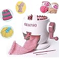 Knitting Machine, 22 Needles Knitting Board Rotating Double Knit Loom Machine, DIY Knit Scarf Hat Sock Knitting Round Loom for Adults/Kids