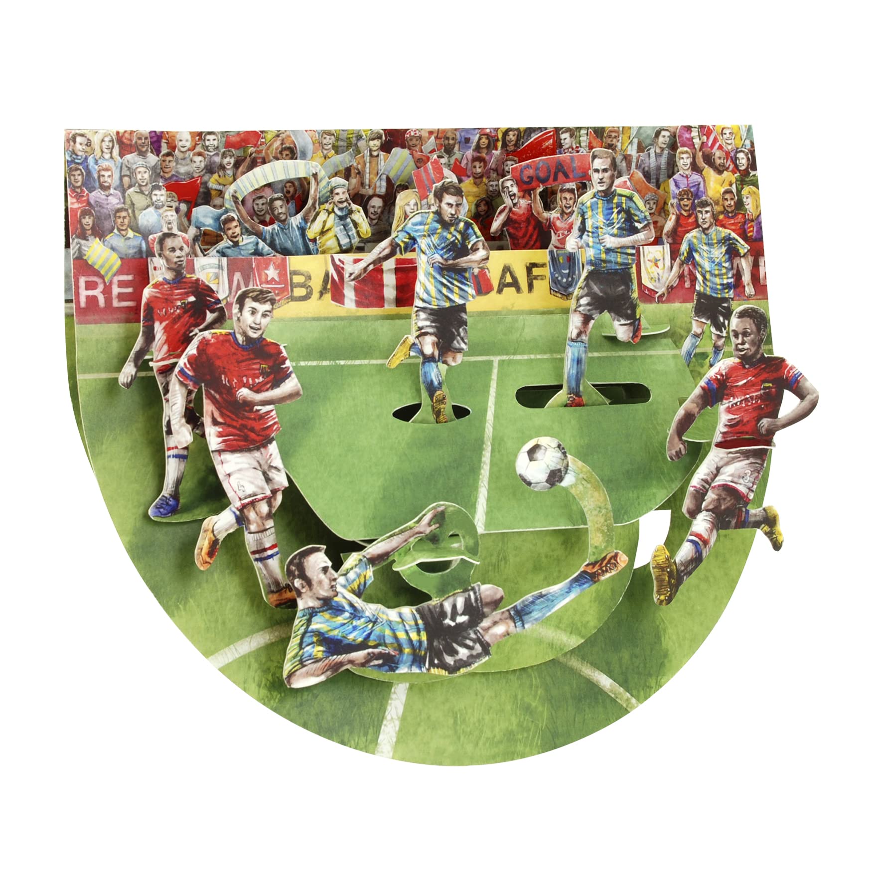 SANTORO Popnrock, 3D Pop Up Greeting Card - Football - Soccer Match - Premier League UEFA European FIFA World Cup Football Fans for Him Dad Father's Day Birthday