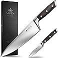 Saken Chef Knife and Paring Knife Set - 2-piece Professional Kitchen Knife Set with Ultra-Sharp, High-Carbon German Steel Blade and Ergonomic Wooden Handles - 8" Chef Knife, 3.5" Paring Knife