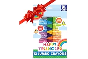 Ooly Jumbo Triangle Crayons for Toddlers Set of 12, Non-Toxic Triangle Shaped Easy to Hold Crayons for Toddler, No Rolling Crayon, Holiday Gifts for Kids