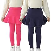 StyleSavvy Trendy Girls' Leggings with Skirt - 2 Pack of Cotton Ruffle Skirt Pants for Kids for 3-8 Years