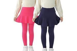 StyleSavvy Trendy Girls' Leggings with Skirt - 2 Pack of Cotton Ruffle Skirt Pants for Kids for 3-8 Years