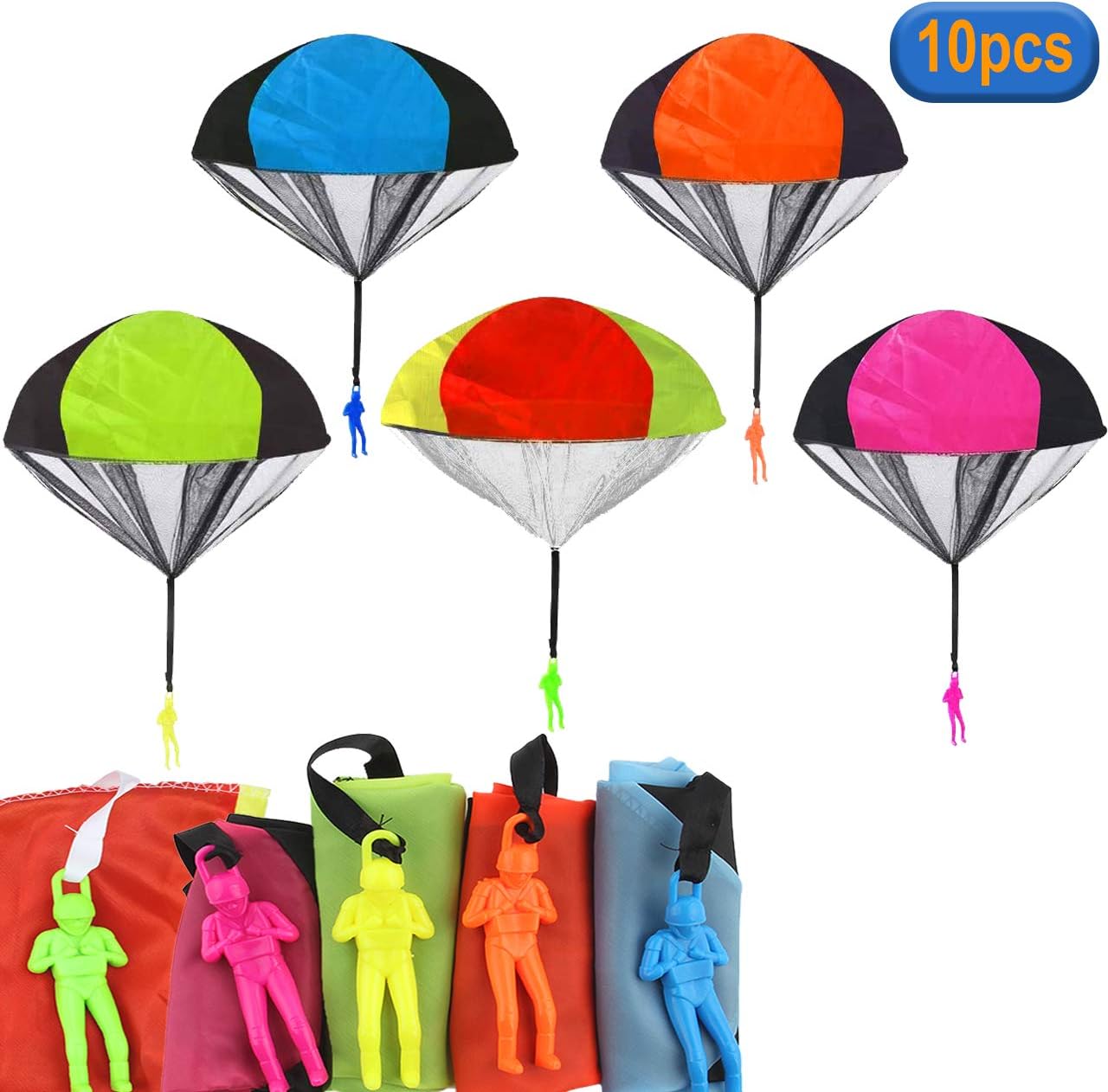 aovowog Parachute Hand Throw Toy Set, 10pcs Parachute Toys Garden Games