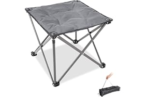 FUNDANGO Oversized Camping Stool, 330 Lbs Foot Rest Padded Collapsible Camping Chair Portable Lawn Foldable Footrest for Travel Outdoor Gardening Fishing Hiking BBQ with Carry Bag (Grey)