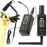 HHLPRO Wireless Saxophone Microphone System for Clarinet, Brass Instrument | UHF, 260FT Range, 360&deg; Rotatable Clip-on Mic, XLR Adapter, Low Latency Transmitter &amp; Receiver, F40S