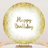 Leowefowa Luxurious Golden Birthday Round Backdrop