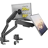 monTEK Dual Monitor Mount Monitor Arms for 2 Monitors for 17 to 35 Inch Curved Screen Holds 35 Lbs Adjustable Heavy Duty Monitor Desk Mount Cable Management, VESA 75/100mm,MA1007BK-D