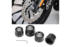Aferrizu 4 Pack Front Rear Axle Nut Covers Skull Style Motorcycle Axle Caps Set for Harley Touring Street Road Electra Tri Glide V-Rod Sportster XL883 1200 Softail Dyna (Black)