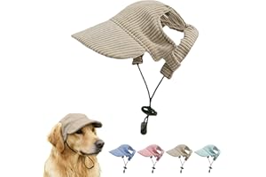 ETOFIXEE Pet Baseball Cap with Ear Holes - Multi-Color Sun Visor Hat for Dogs & Cats, Summer & Fall Beach Headwear for Puppies & Kittens (Khaki, M)