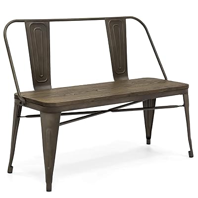 Best Choice Products 42in Industrial Metal Rustic Dining Bench