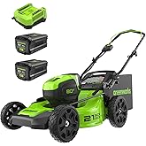 Greenworks PRO 21-Inch 80V Cordless Lawn Mower, Two 2.0AH Batteries Included GLM801601
