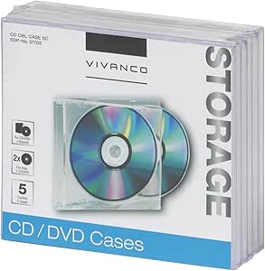 Vivanco CD/DVD Doble Jewel Case (Paquete de 5) Transparente ...