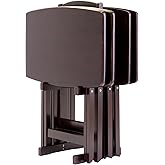 Winsome Dylan Set of 4 Oversized Foldable Snack Tables, Espresso, 26" | Easy to Store Portable Fold Up Table Set with Storage for Kitchen, Living Room TV Dining, Crafts, Puzzles, Work From Home