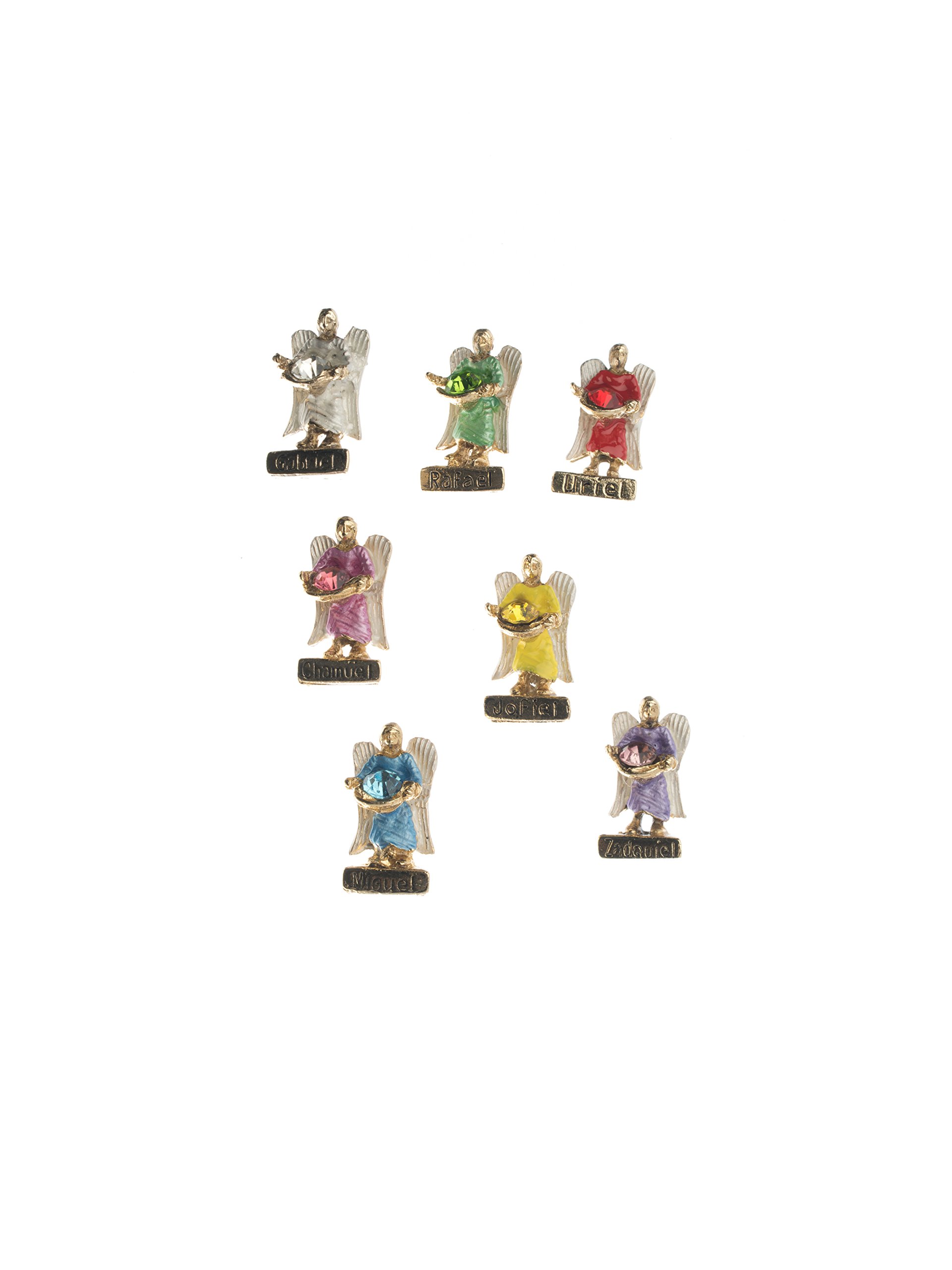 Small Seven Archangels With Cristal Mini Statue Set Angel Figures Weekly Protection