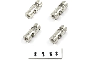 Befenybay 4 Pcs 4mm to 4mm Universal Joint Shaft Coupling with Screws for Motor