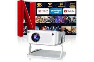 Phigeek Mini Projector with WiFi 6 and Bluetooth 5.2, Portable Projector 4K Support, Auto Vertical Keystone 270° Rotatable, Compatible with Smartphone/TV Stick/Box/USB/HDMI