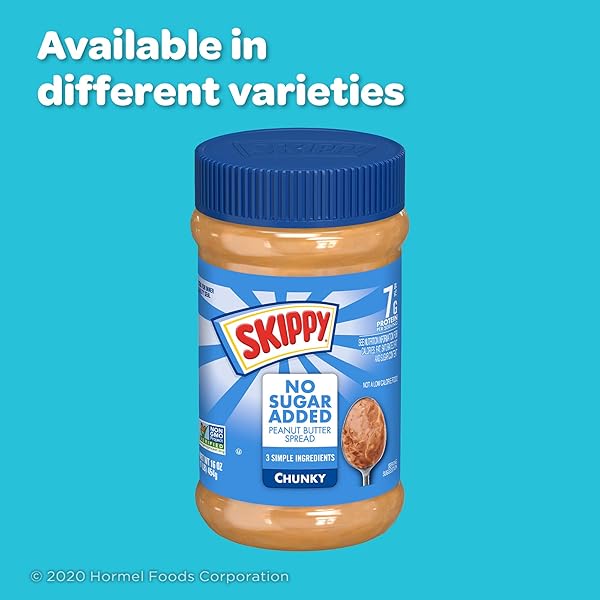 SKIPPY CREAMY PEANUT BUTTER SPREAD NO SUGAR ADDED, 16 OUNCE