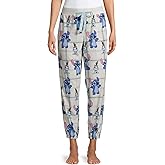 Disney Women's Stitch Plush Jogger Pajama Pants, (Size Medium, Winter White)