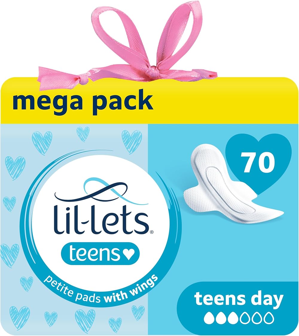 Lil-Lets Teens Day Pads with Wings 70 Pack Light-Mew Medium Unscented