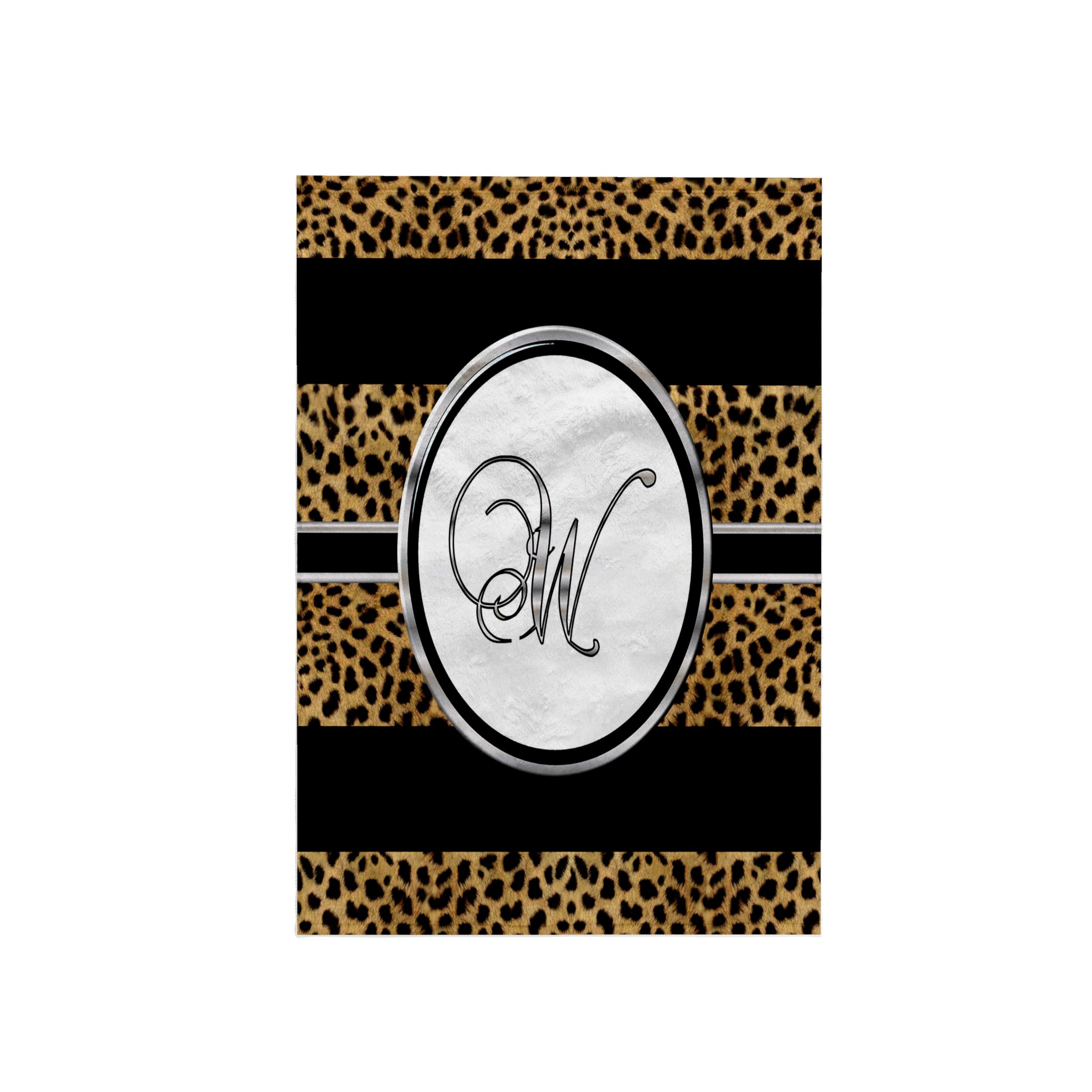 3dRose "Elegant Cheetah Animal Print Monogram Letter W Towel, Polyester/Cotton, Multi-Colour, 15 x 22-Inch