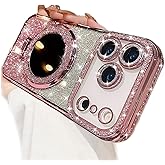 AuroiCCY for iPhone 17 Pro Max Magnetic Kickstand Case, [Compatible with Magsafe] Shockproof Glitter Makeup Mirror Ring Holder Camera Protector Cute Bling Cover Women Girls Case for 17 Pro Max, Pink