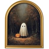TwoDays Vintage Halloween Gold Arched Framed Ghost Wall Art, 11