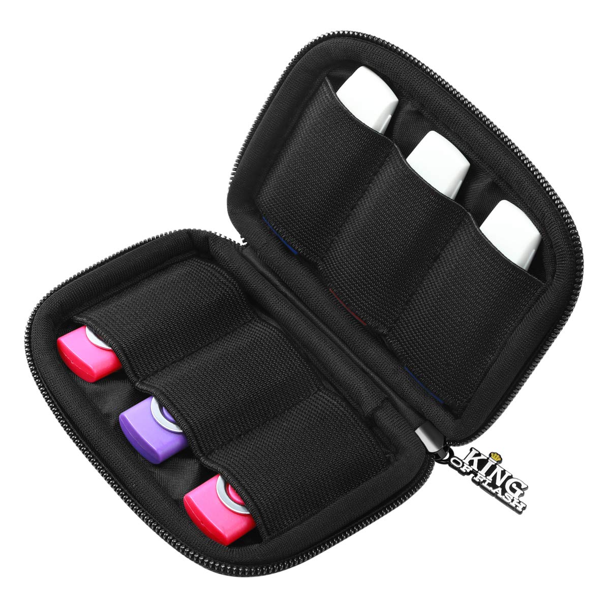 KING OF FLASH USB Flash Drive Case With Premium Quality Padded Protection For Up To 6 Flash/Key Drives, Organizer - Black
