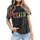 Teacher Shirts Women Funny Teach Printed Graphic Tshirt Short Sleeve Blouse Inspirational Teaching Life Gifts Tops Tee