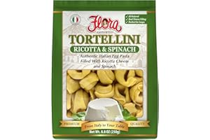 FLORA FINE FOODS Flora Tortellini Ricotta & Spinach – Authentic Italian Egg Pasta Filled with Creamy Ricotta Cheese & Spinach – Delicate, Flavorful & Imported from Italy – 8.8 oz (250g)