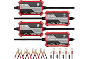 [4-Pack] FOVAL Fully Automatic Trickle Battery Charger, 1000mA 12V Smart Car Battery Charger, Battery Maintainer, Float Charger for Motorcycle Car Lawn Mower Boat ATV Cell Lead Acid Batteries
