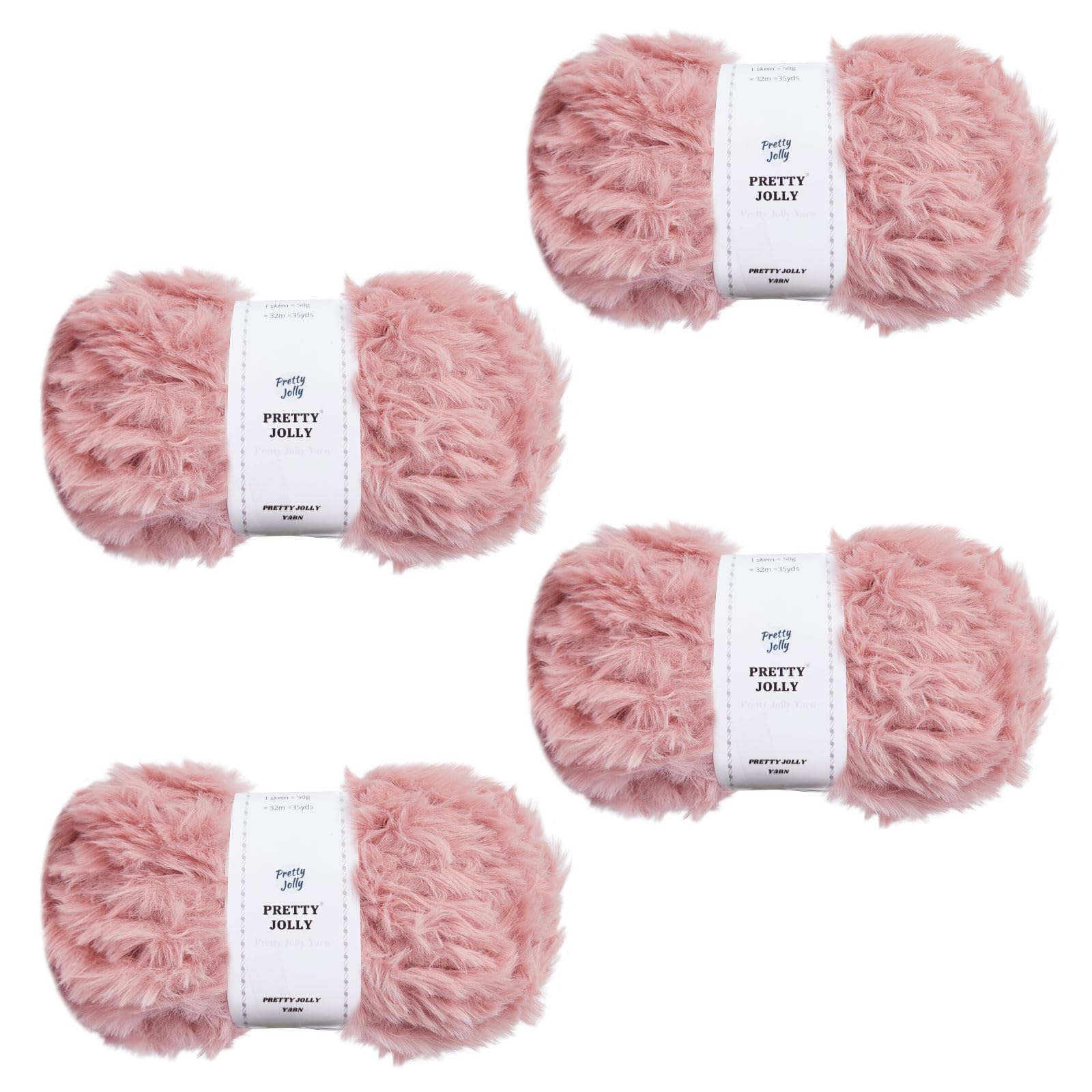 Pretty Jolly 4 Balls Faux Fur Super Soft Chunky Fluffy Eyelash Polyester Yarn (Dusty Rose) — image 1