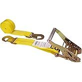 US Cargo Control Ratchet Straps with Snap Hooks 2 Inch x 8 Foot (4-Pack), 2,000 LBS Working Load Limit, Car Tie Down Straps for Trailers, Yellow 2 Inch Ratchet Straps with Locking Hooks