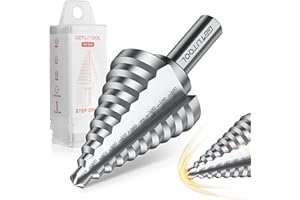 Step Drill Bit 1/4 to 1-3/8 Inch, GETLITOOL 10 Sizes High Speed Steel Step Drill Bit, 1-Piece HSS Spiral Steel Step Cone Bits for Metal Hole Drilling, Multiple Hole Drilling Bit for DIY